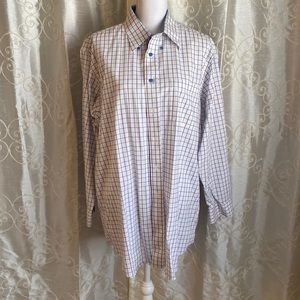 SOLD! Paul Fredrick Men’s Button Down Shirt, white, navy, red, plaid, neck 16 👔
